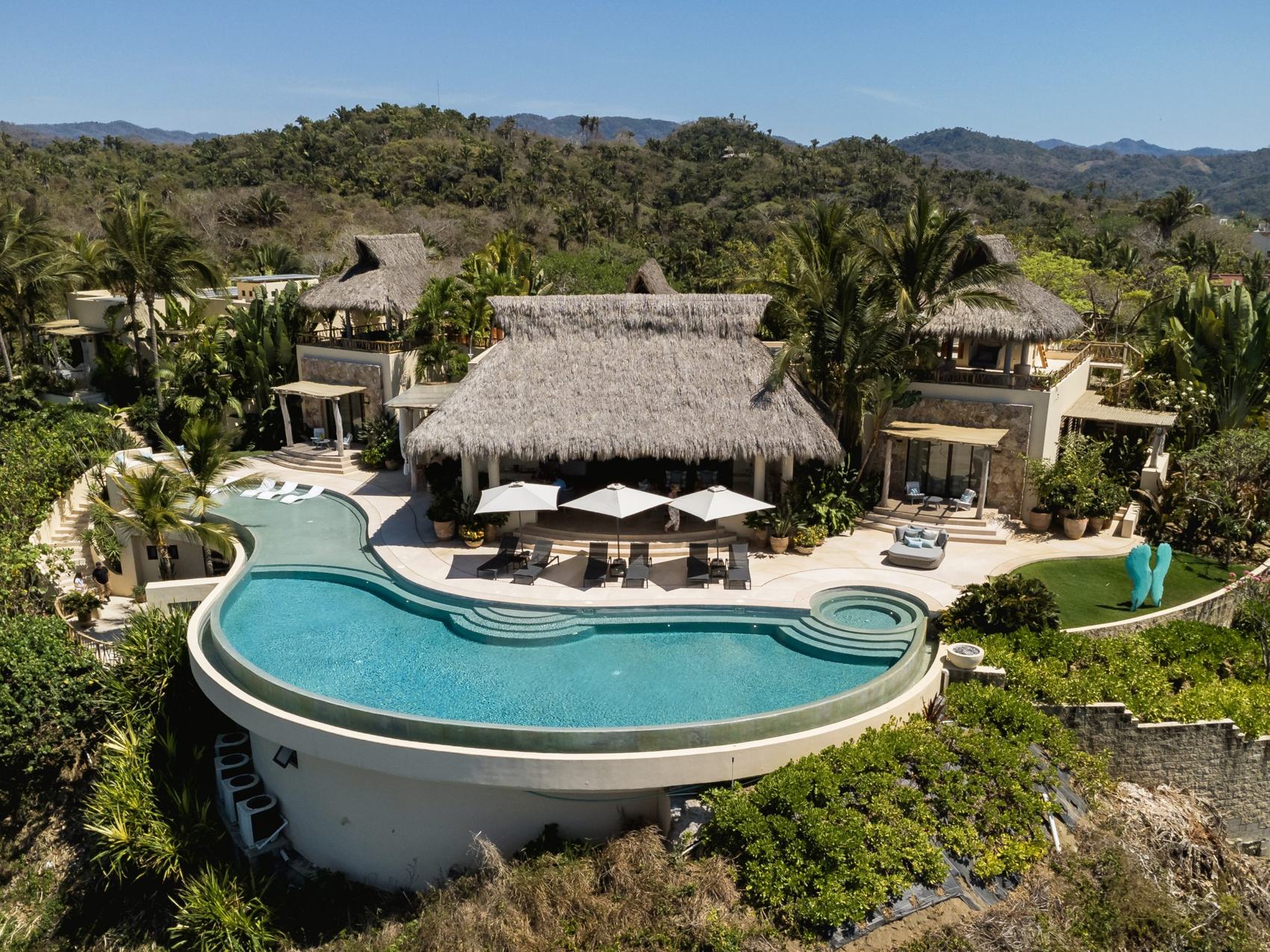 Aerial view of the private oceanfront villa