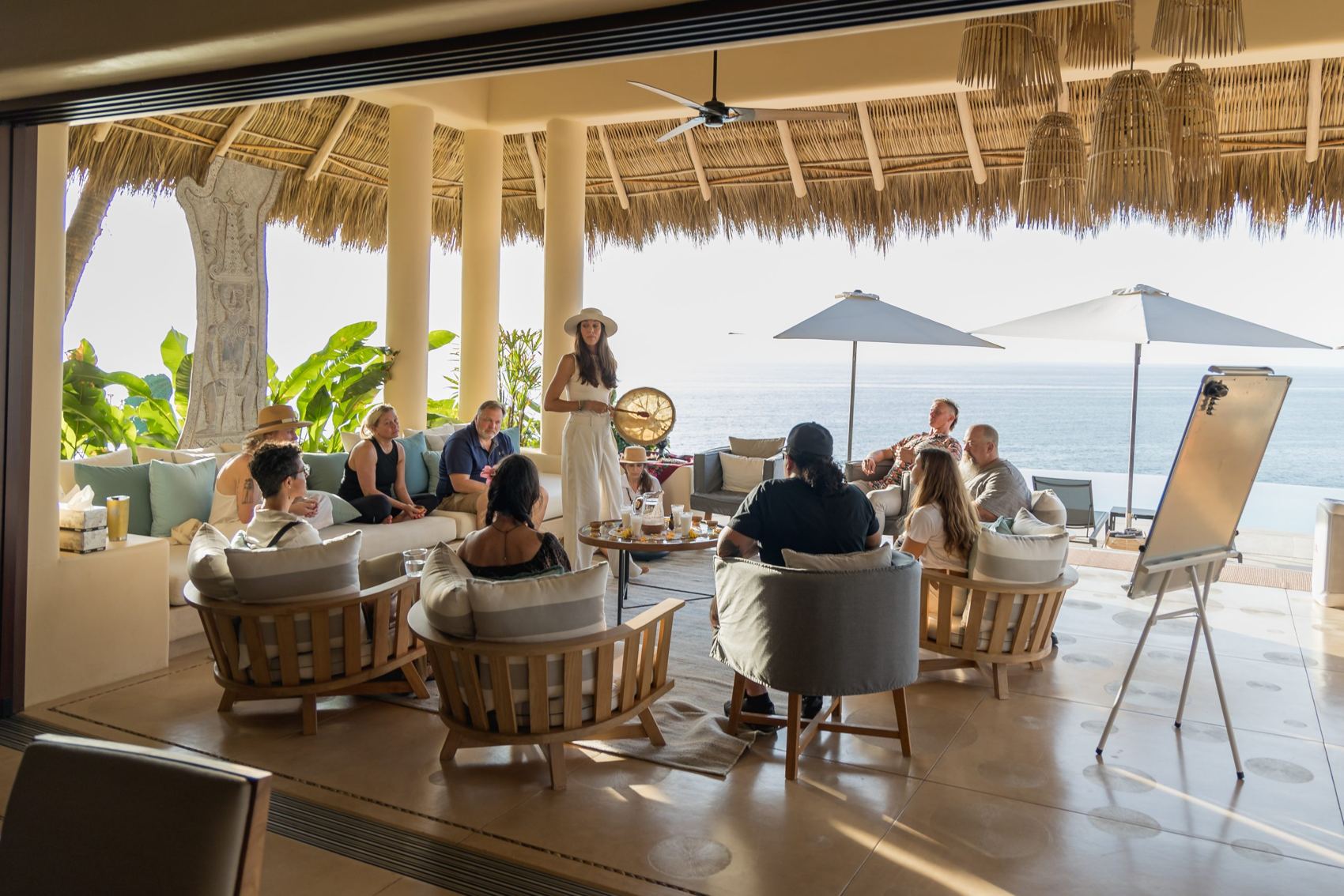 Group session under the palapa