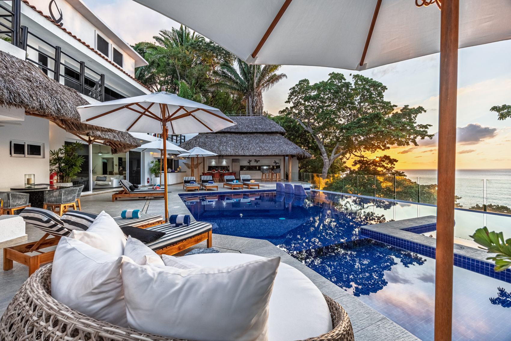 Poolside at sunset